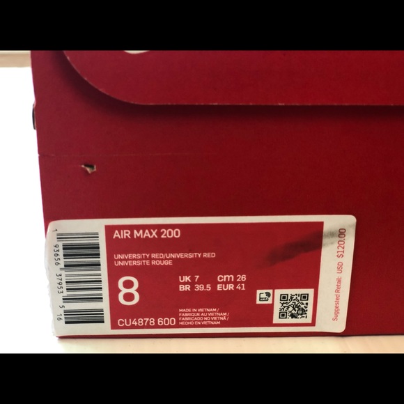 NIKE Air Max 200 Men Shoes CU4878600 Triple Red - Picture 8 of 8